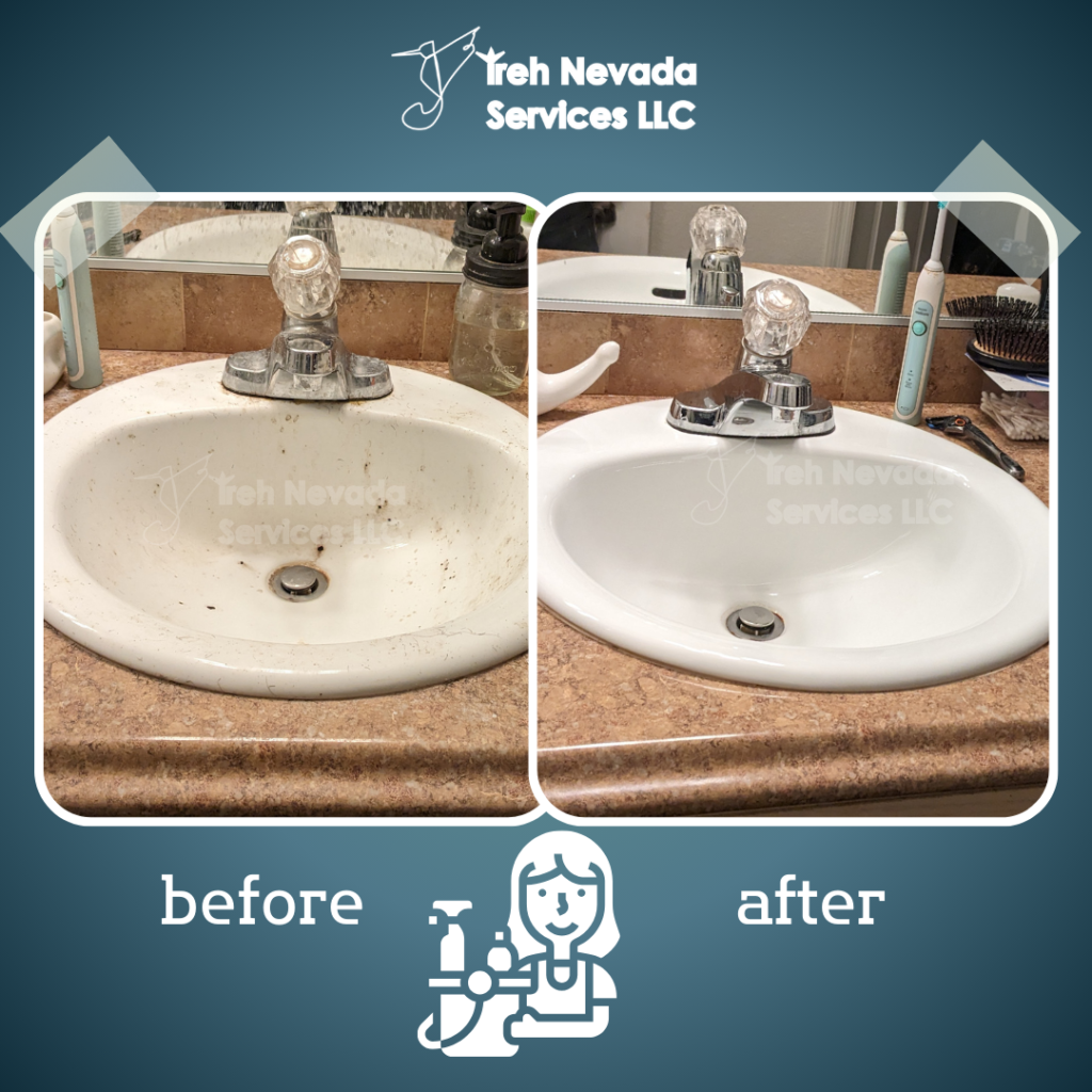 Cleaning sink, before and after