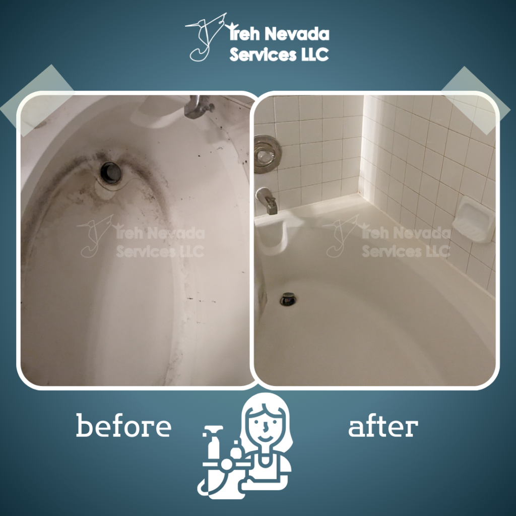 bathtub cleaning, before and after